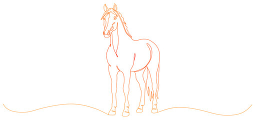 Elegant Continuous One Line Drawing of Standing Horse Vector Illustration