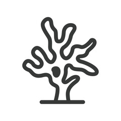 A black outlined coral reef graphic against a white background It features branchlike structures