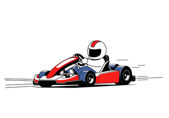 Obraz premium Cartoon Illustration of a Red and Blue Go-Kart Racing.