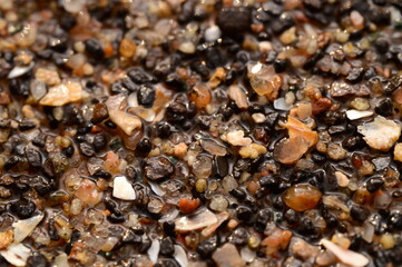 Wet Sand Grains Macro Texture Colorful Beach Pebbles Close-up