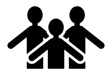 三人が並んでいる上半身のシンプルなシルエット、人のつながりや団結を象徴するデザイン