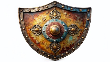 Antique Metal Shield: High-Detail Vintage Photography - PNG