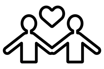 お互いに手を繋ぐ二人の上半身をモチーフにしたフラットデザインイラスト