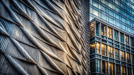 Architectural Photography: Grey Wrinkled Shirt Texture on Modern Building Facade