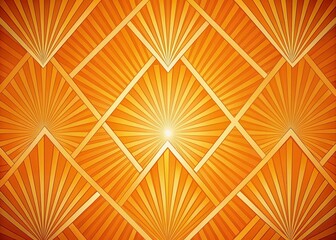 Art Deco Geometric Sunburst Background: Orange Diagonal Lines & Copy Space