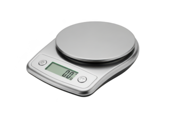 Digital kitchen scale for precise baking and cooking measurements isolated on transparent background
