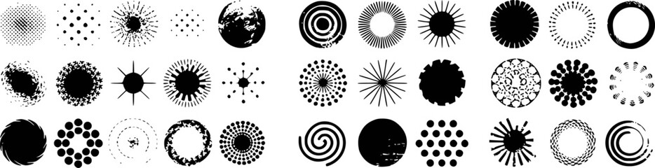 Collection of Abstract Circular Graphic Elements and Textures