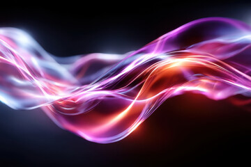 Obraz premium Colorful abstract waves of light glowing in the dark background