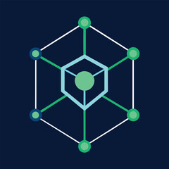 Abstract Geometric Connection with Spheres and Lines Represents Networking Data Flow Blockchain and Data Science for Modern Technologies