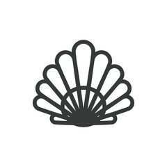 A grayscale line drawing of a seashell fan