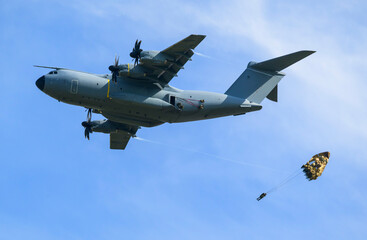 German airforce Airbus A400m airdrop during NATO military exercise