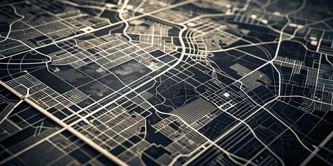 Black and White Citrus Heights California Street Map - Documentary Photography Style