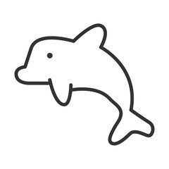 A lineart dolphin It has a round head small eye and curved body The tail is split