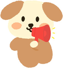 Cute Animal Cartoon Character with Megaphone Making an Announcement Illustration