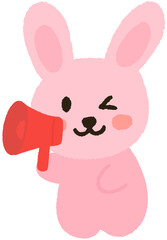 Cute Animal Cartoon Character with Megaphone Making an Announcement Illustration
