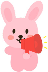 Cute Animal Cartoon Character with Megaphone Making an Announcement Illustration