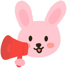 Cute Animal Cartoon Character with Megaphone Making an Announcement Illustration