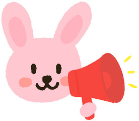 Cute Animal Cartoon Character with Megaphone Making an Announcement Illustration