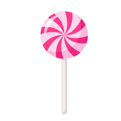 Pink Spiral Lollipop Vector Flat Illustration