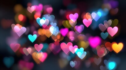 Colorful Heart Shapes with Bokeh Effect for Romantic Backgrounds