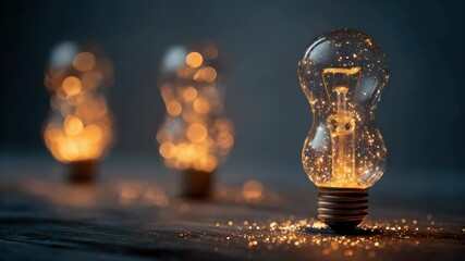 Great idea concept, Idea, innovation and inspiration, creativity with light bulbs that shine glitter on table, new ideas with innovative technology and creativity, business, education, technology - Powered by Adobe