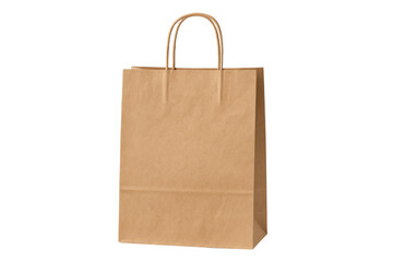 A single brown paper shopping bag with handles, ready for carrying goods or products