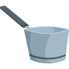 A Simple Metal Ladle with a Dark Handle and Light Blue Basin on a Transparent Background