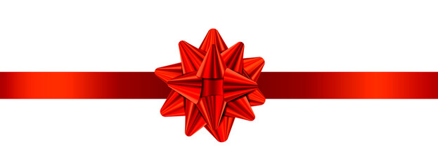 Red bow isolated on transparent background.