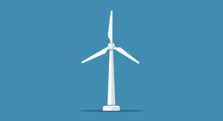 Conceptual illustration of a modern wind turbine, symbolizing sustainable energy generation and eco-friendly power solutions for a green future against a clear blue sky