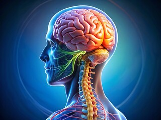 Candid Close-up of Human Brain and Spinal Cord Anatomy, Isolated on White Background