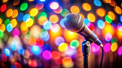 Candid Comedy Stage Mic: Vibrant Bokeh & High Contrast