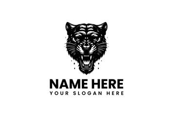 Fierce Black Tiger Logo with Customizable Text for Your Brand Identity and Marketing Needs