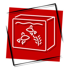 aquarium red banner in a frame. Vector illustration on a white background.