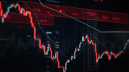 Stock Market Crash and Financial Crisis with Red Candlestick Chart. - Powered by Adobe