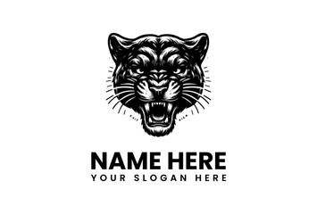 Ferocious Black Panther Head Logo Design for a Powerful Brand Identity
