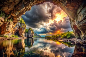 Cathedral Cave Lake District Double Exposure Dramatic Landscape Photography