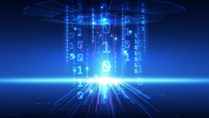 Binary Code Data Stream Technology Background: Big Data Transfer and Digital Information Flow