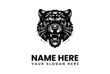 Fierce Tiger Head Logo Template with Sharp Teeth and Bold Details