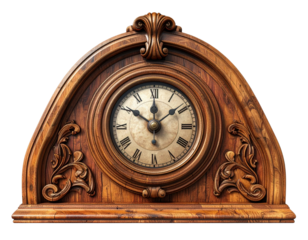  Vintage Wooden Wall Clock with Pendulum, Front View, 3D Icon Style, Isolated