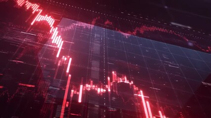 Red glowing financial stock market chart showing economic recession and crisis. - Powered by Adobe