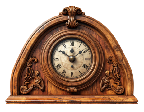 Vintage Wooden Wall Clock with Pendulum, Front View, 3D Icon Style, Isolated