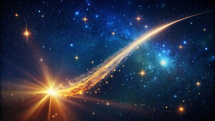 Celestial Wonder: Comet Streaking Across Night Sky with Copy Space