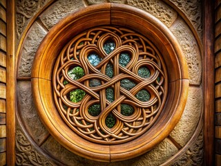 Celtic Knotwork Round Frame Architectural Detail Stock Photo