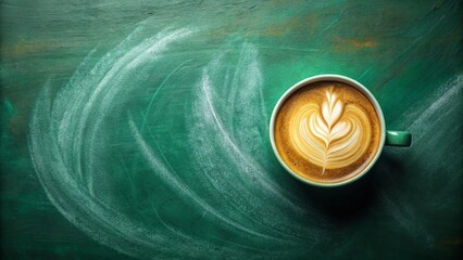 Chalk Coffee Cup on Blackboard - Macro Photography Stock Photo