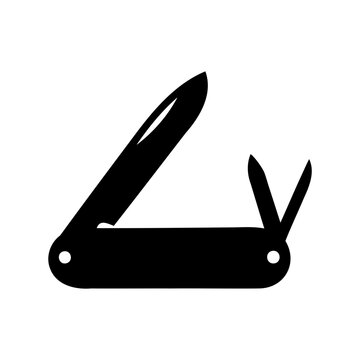 black pocket knife icon on white clip art preview