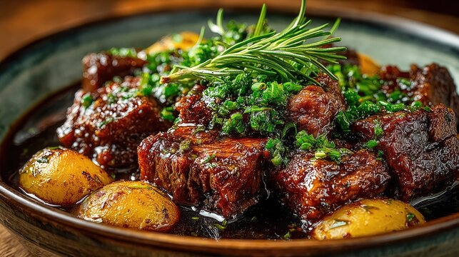 Philippines dish Adobo Meat stewed in vinegar and soy sauce brown and glossy