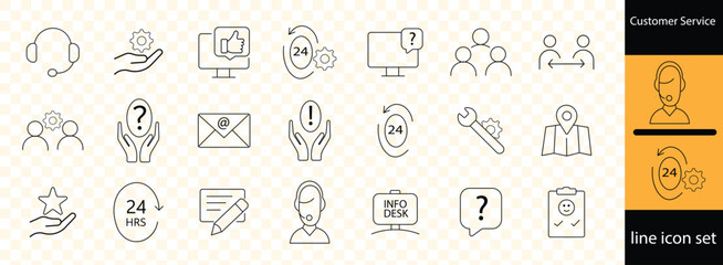 Support and Help icons for web and mobile app. Online assistance, email, customer service, contact, help, helpdesk, feedback, 24 hrs.