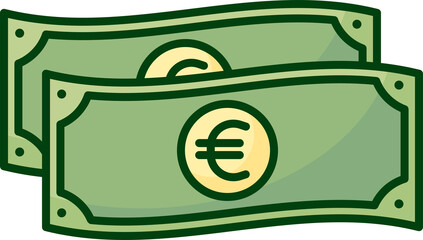 Flat Illustration Icon of a European Euro Money Bill (€ EUR)