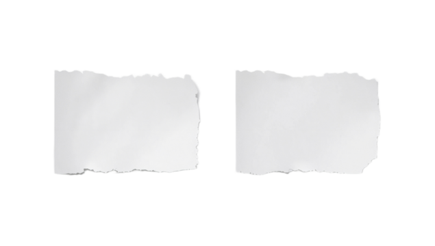 Two Blank Torn Paper Rectangles Ideal for Notes, Messages, or Creative Designs