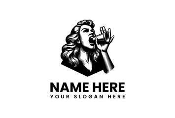 Woman Drinking from a Can Silhouette Logo